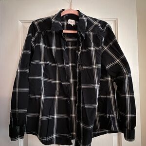 Isabel Maternity by Ingrid & Isabel Black and White Plaid Button Down Shirt